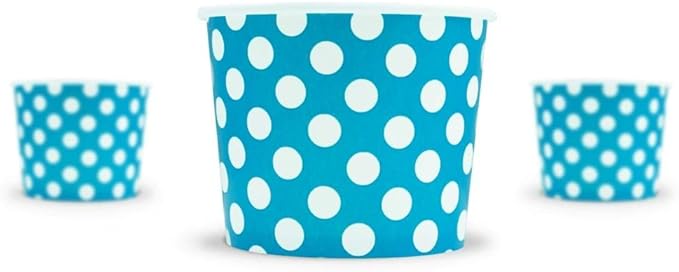 UNIQ 1000-Count 12 oz Blue Polka Dot Disposable Ice Cream Bowls | Perfect for Hot or Cold Foods, Paper Dessert Cups | Frozen Dessert Supplies