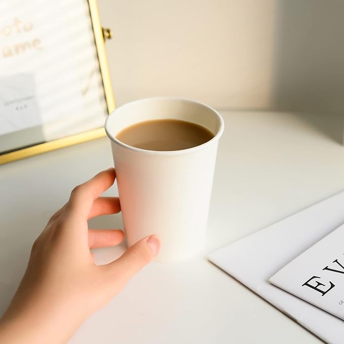 RACETOP Hot Paper Coffee Cups 12 oz [1000 Pack], Disposable Coffee Cups 12 oz, Upgraded Weight Of Paper, White