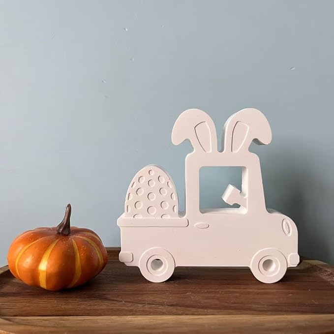 Silicone Molds for Easter Bunny Ear Car, Reusable DIY Mold for Plaster of Paris and Resin, for Car Dashboard Ornament, Tabletop Decor & Holiday Gift Idea