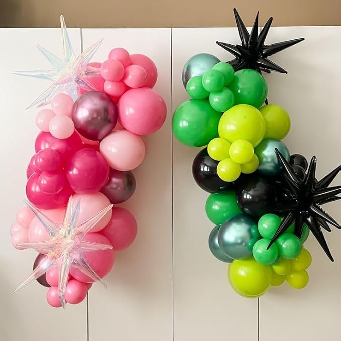 Black and Pink Green Balloons, 60PCS Witch Theme Party Balloon, 12 Inch Hot Pink Dark Light Green Black Latex Balloon for Girls Princess Witch Theme Birthday Party Decorations Supplies