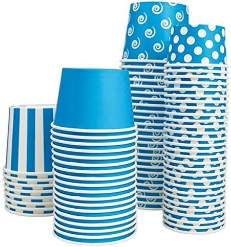 UNIQ 1000-Count 12 oz Blue Polka Dot Disposable Ice Cream Bowls | Perfect for Hot or Cold Foods, Paper Dessert Cups | Frozen Dessert Supplies