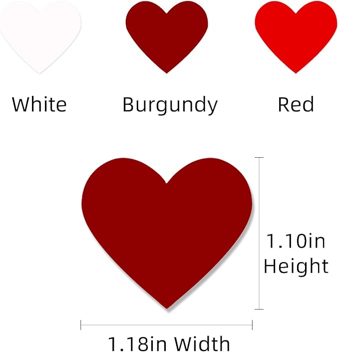 White Red Burgundy Party Decorations - 300Pcs Paper Heart Confetti Engagement Mother's Day Wedding Anniversary Romantic Bridal Shower Birthday Party Valentine Galentines Day Table Decor HongTongTong