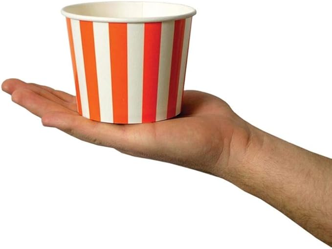 UNIQ 1000-Count 12 oz Striped Paper Ice Cream Bowls Orange Color | Disposable Dessert Bowls for Hot or Cold Foods | Ice Cream Bar Supplies Frozen Dessert Supplies