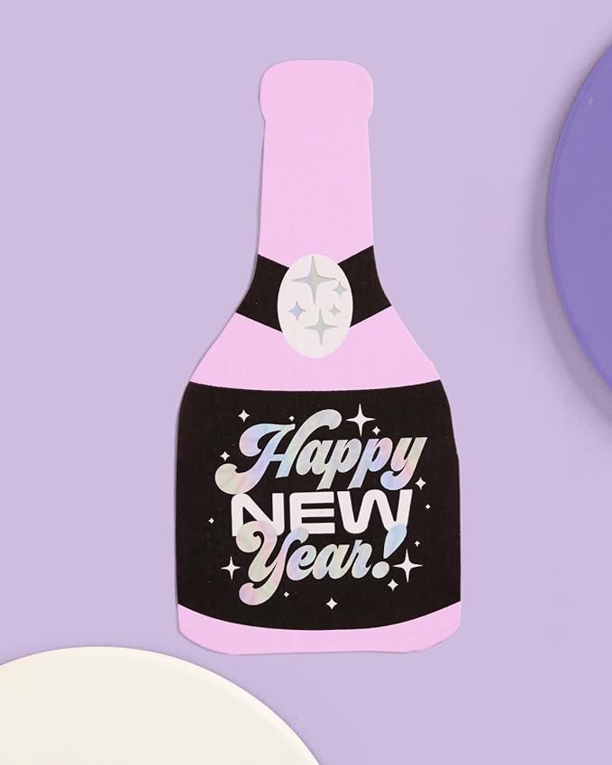 xo, Fetti New Years Eve 2024 Foil Napkins - 3-ply, 25 pcs | NYE 2024 Party Decorations, Happy New Years Supplies, Champagne Holiday Cocktail Napkins