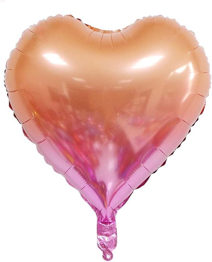 18 Assorted Gradient Color heart Shaped Balloons 18 Inches 6 Kinds of Rainbow Party Foil Balloons, Foil Balloons for Party Decoration, Birthday Party Supplies or Wedding Ceremony