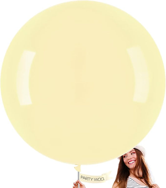 PartyWoo Pastel Yellow Balloons 4pcs 36 Inch Light Pale Yellow Latex Helium Balloons for Graduation Baby Shower Gender Reveal Easter Little Cutie Bee Birthday Summer Party Decorations Yellow-Q07