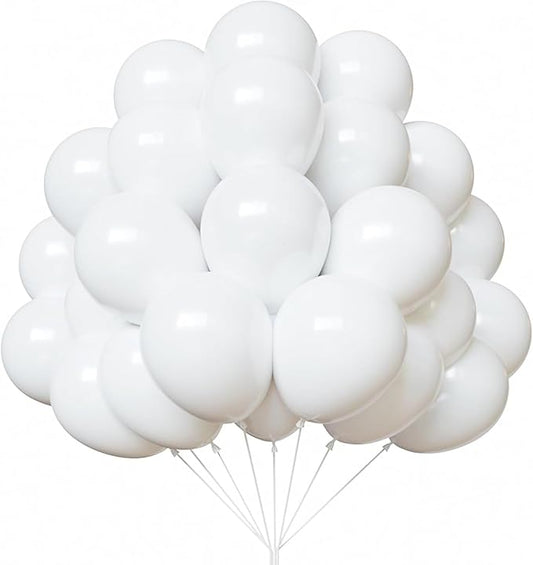 White Balloons 50 pcs 12 Inch Matte White Latex Balloons for Wedding Bridal Engagement Baby Shower Gender Reveal Easter Anniversary Birthday Christmas Party Decorations