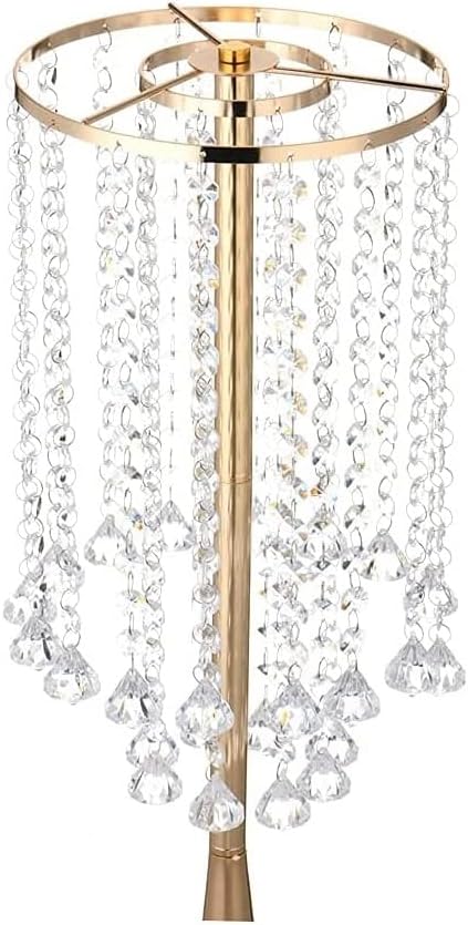 2Pcs 21.88" Centerpieces Tall Crystal Metal Vase Gold Flower Stand Vase for Table Wedding Centerpieces Decoration-Artificial Flower Vase for Dining