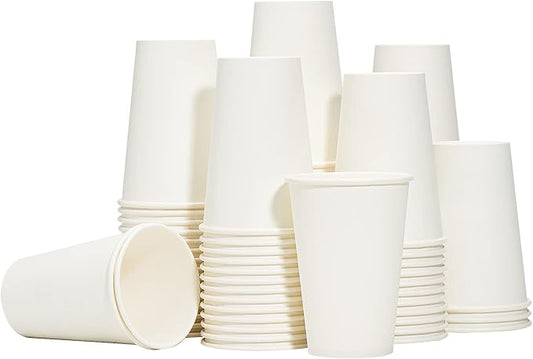 RACETOP Hot Paper Coffee Cups 12 oz [300 Pack], Disposable Coffee Cups 12 oz, Upgraded Weight Of Paper, White