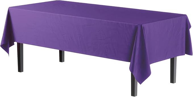 Party Solids 6-Pack Premium Plastic Tablecloth 54in. x 108in. Rectangle Plastic Table Cover - Purple