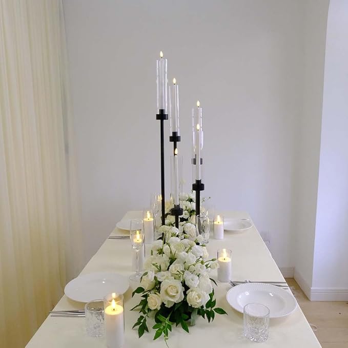 35inch 4pcs Black Candelabra Centerpieces for Tables 5 Arms Wedding centerpieces for Decorations