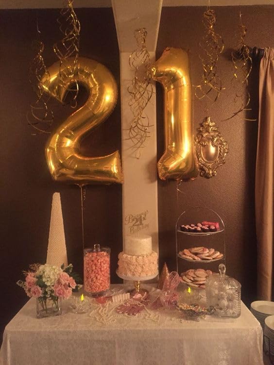 Gold Number 4 Balloon 40 Inch, 4th Birthday Party Decorations for Children, Giant 4 Foil Balloon for Party Supplies