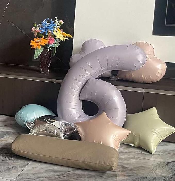 Lilac Number 6 Balloon 40 Inch, 6th Birthday Party Decorations for Children, Giant 6 Foil Balloon for Party Supplies