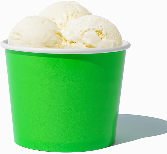 UNIQ Frozen Dessert Supplies - [Pack of 1,000] 12 oz Disposable Paper Ice Cream Cups, Ice Cream Paper Bowls & Cups for Ice Cream, Yogurt, Gelato, Food & Desserts - Green