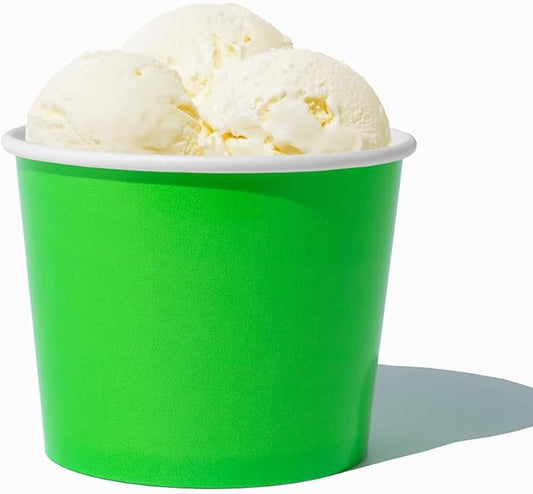 UNIQ Frozen Dessert Supplies - [Pack of 1,000] 12 oz Disposable Paper Ice Cream Cups, Ice Cream Paper Bowls & Cups for Ice Cream, Yogurt, Gelato, Food & Desserts - Green