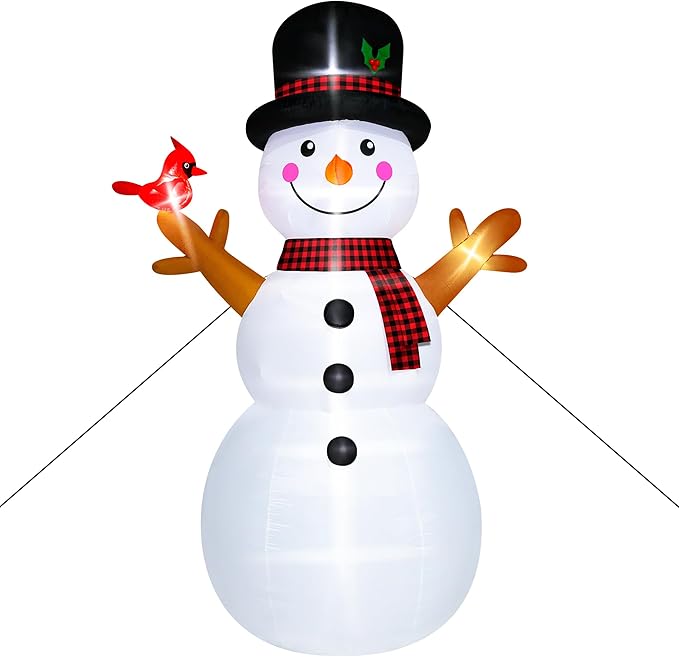 16FT Christmas Inflatable Snowman Outdoor Decorations, Giant Christmas Snowman, Holiday Blow Up Yard Decor with LED Lights, Waterproof & Sturdy for Lawn, Garden, Xmas Party