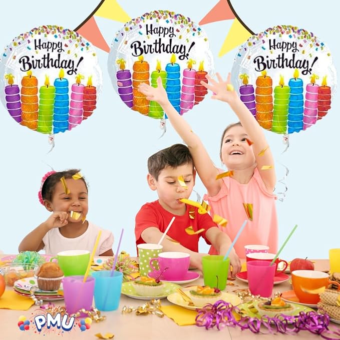 PMU Happy Birthday Colorful Candles 18 Inch Mylar-Foil Balloon Pkg/1