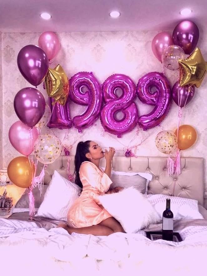 Big Rosy Purple 40 Inch 9 Balloon Number, Jumbo Giant 9th 19 29 39 49 99 Birthday Party Decorations, Large Rosy Purple Foil Balloons Anniversary Birthday Party Engagement Decorations