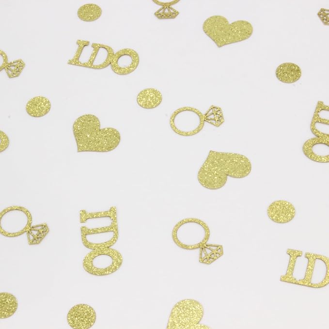 Wedding Confetti, Engagement Confetti for Wedding Shower Decorations, Bridal Shower Confetti for Bridal Shower Decorations, 160 PCS Glitter Gold I DO Confetti for Engagement Table Decorations