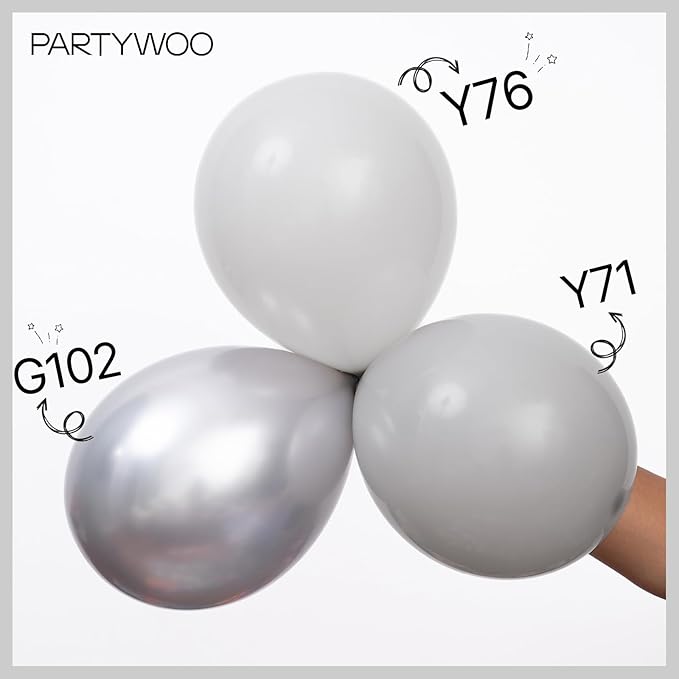 PartyWoo Gray Balloons 50 pcs 5 Inch Small Mini Matte Grey Latex Balloons for Baby Shower Gender Reveal Graduation Woodland Wedding Anniversary Elephant Birthday Party Decorations Gray-Y71