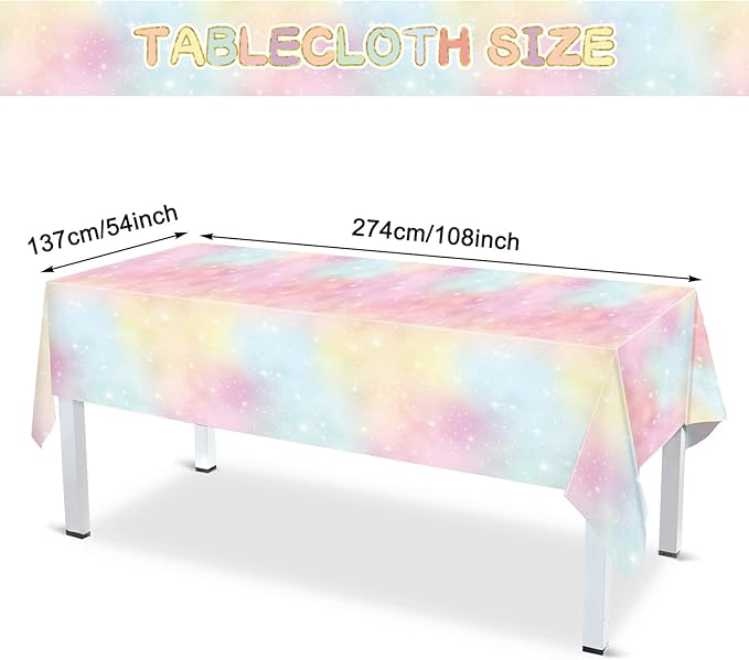 Teling 172 Pcs Rainbow Birthday Decorations, Pastel Rainbow Plates, Birthday Plates and Napkins Serves 24, Disposable Paper Tablecloth Cups Fork Happy Banner for Baby Shower Easter Party Decoration