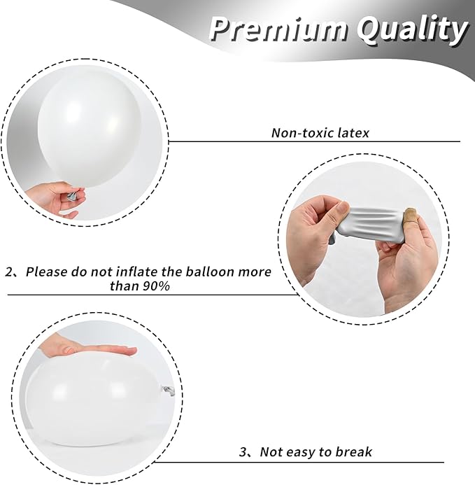 White Balloons, 12 Inch Pearl White Balloons, White Latex Balloons Silver Confetti Balloons For Balloon Garland Arch Wedding Bride To Be Party Birthday Baby Shower Decorations