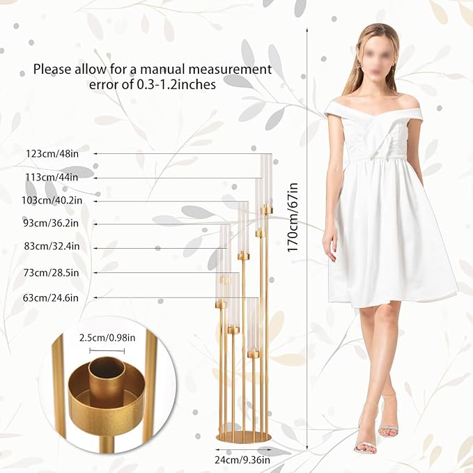 7 Arm Candelabra Centerpieces for Wedding,Floor Candelabra Gold Candle Centerpieces for Table Halloween Christmas Ceremony Dinner Party candelabros para centros de mesa(12PCS)