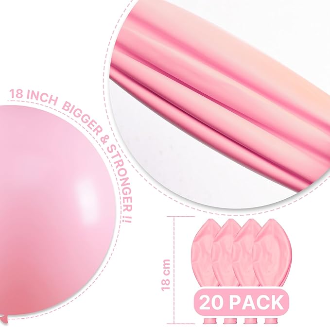 PartyWoo Baby Pink Balloons 20pcs 18 Inch Pastel Pale Light Pink Latex Helium Balloons for Baby Shower Gender Reveal Easter Bachelorette Wedding Bridal Shower Birthday Party Decorations Pink-Q05
