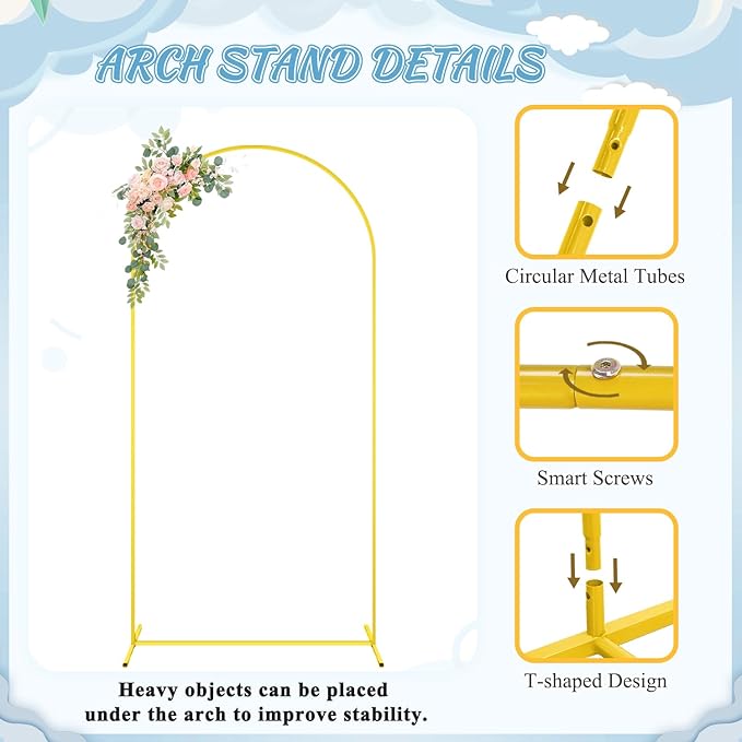 FOTSHARER Arch Backdrop Stand and Cover Set 7.2FT Metal Arched Backdrop Stand for Ivory Arch Covers Stretchy Backdrops Balloon Arch Kit Stands for Baby Shower Wedding Ceremony Graduation Decoration
