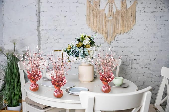 6 Pack Metallic Foil Spray Centerpiece Star Table Decoration Burst Table Centerpieces for Birthday Wedding Anniversary Graduation Holiday Party Supplies Decor, Rose Gold