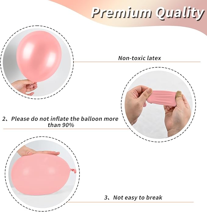 Rose Gold and Pink Balloons, Blush Pink Metallic Rose Gold Balloons Retro Pink Pastel Pink Rose Gold Confetti Balloons For Girls Birthday Party Boho Wedding Anniversary Party Decorations