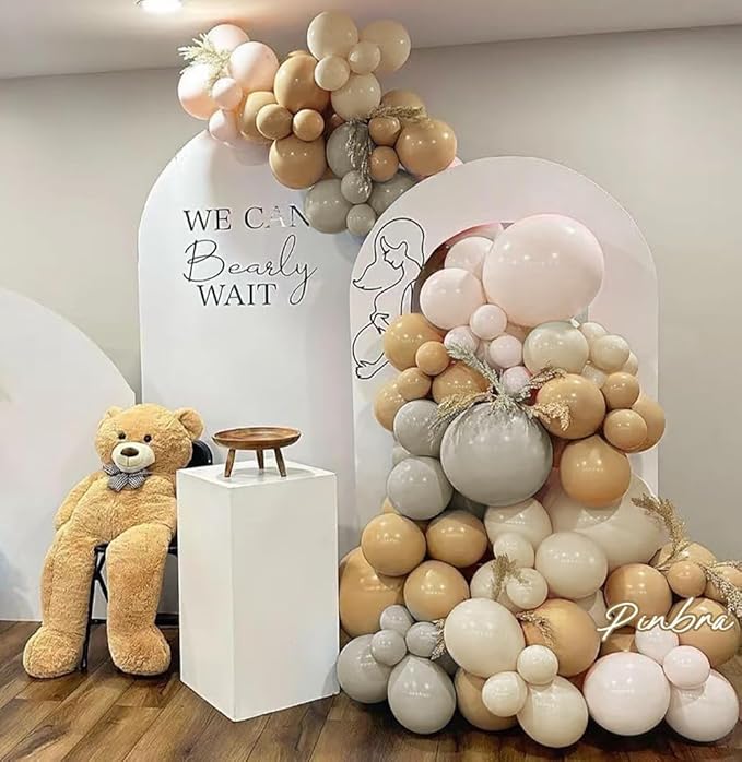 Neutral Balloon Boho Nude Double Stuffed Beige Cream Tan Balloons Garland Blush Ivory White Sand Latex Arch Kit for Baby Shower Gender Reveal Bridal Shower Birthday Wedding Party Decorations