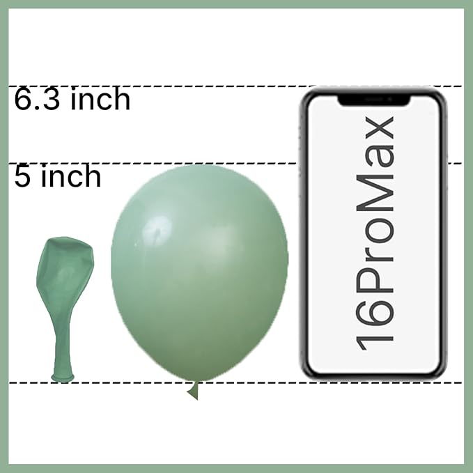 PartyWoo Dusty Green Balloons 50 pcs 5 Inch Small Mini Matte Sage Olive Boho Green Eucalyptus Latex Balloons for Wedding Baby Shower Gender Reveal Birthday Graduation Party Decorations Green-F03