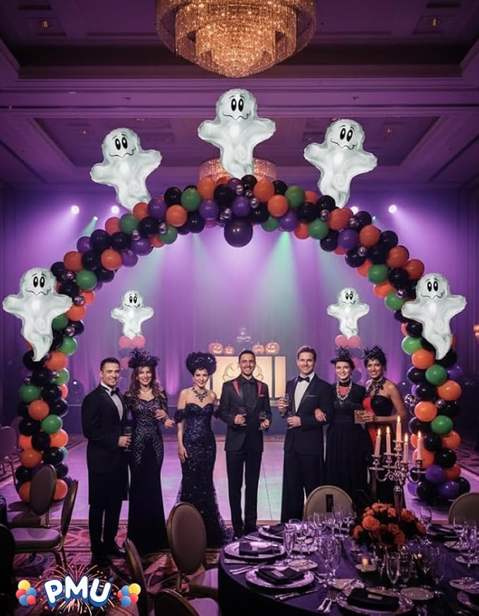 PMU 10 Pc Halloween Flying Ghost 24 Inch Mylar-Foil Balloon