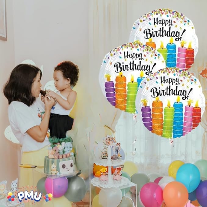 PMU Happy Birthday Colorful Candles 18 Inch Mylar-Foil Balloon Pkg/25