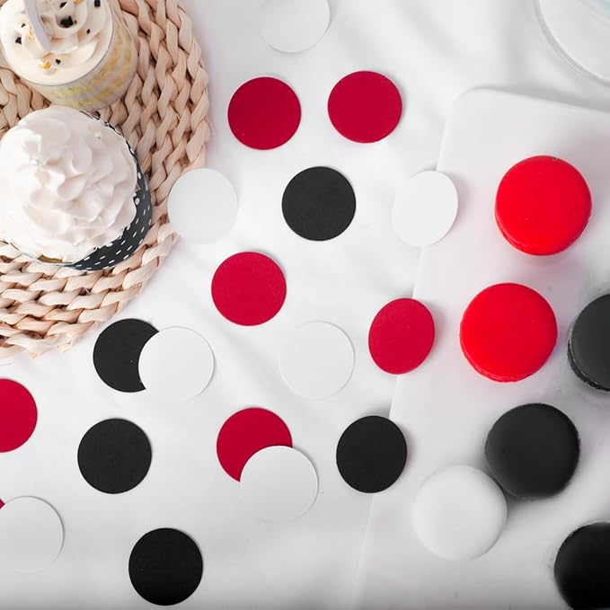 Red Black White Party Decorations - 300Pcs Confetti Paper Dot Birthday Baby Shower decoration Bridal Wedding Table Decor