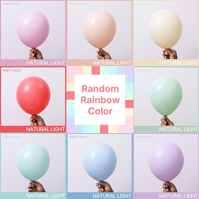 PartyWoo Pastel Balloons 100pcs 12 Inch Pastel Rainbow Latex Balloons for Baby Shower Gender Reveal Engagement Bachelorette Easter Bridal Shower Anniversary Retirement Birthday Party Decorations