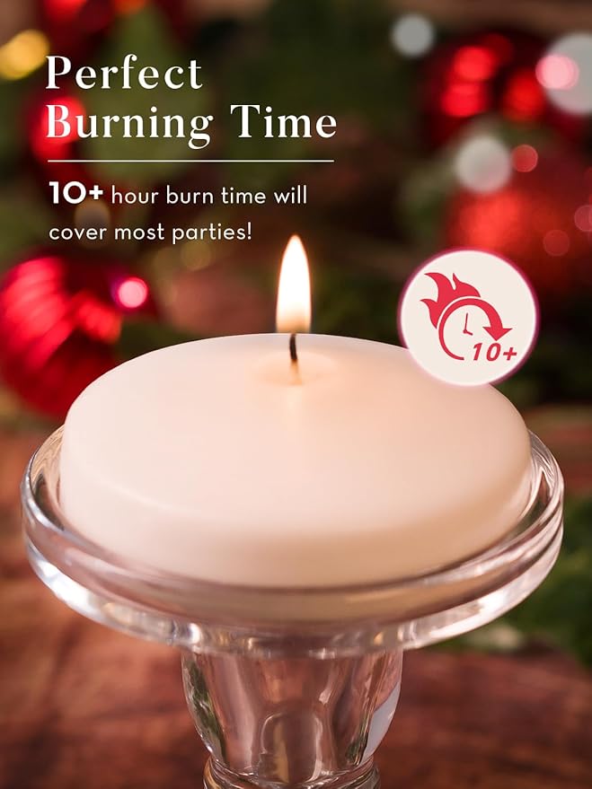 White Floating Candles 3 inch, 24 Pack Floating Candles 10 Hours Long Burning, Unscented Floating Candle for Centerpieces, Wedding, Christmas Lights, Romantic Night for Her/Him Set