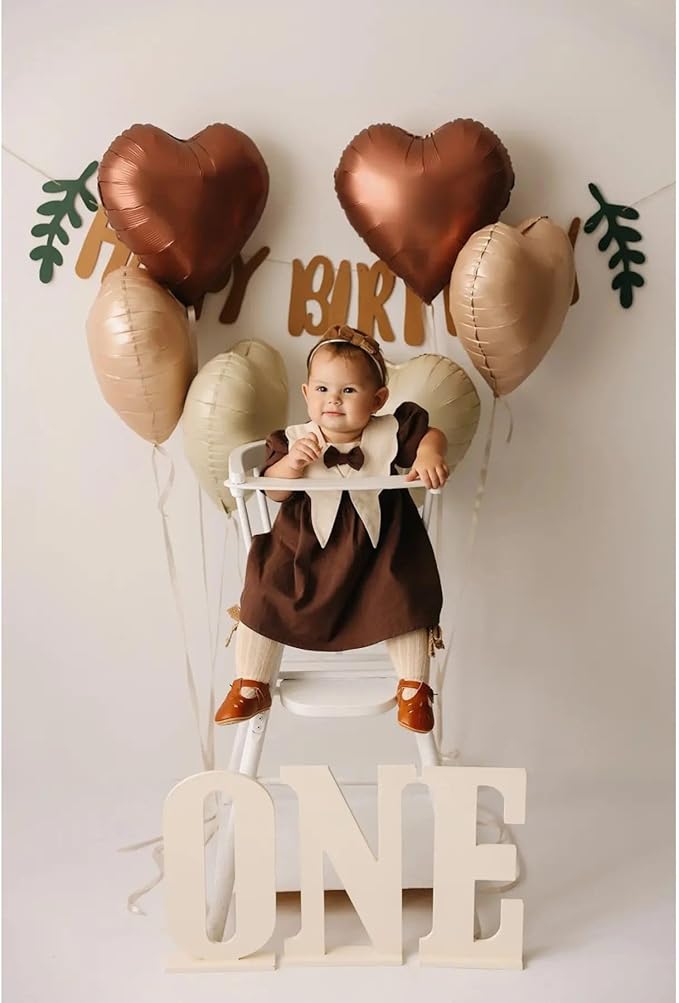 Sand White Brown Heart Balloons,10Pcs Apricot Beige Foil Heart Shaped Balloons,18Inch Boho Cream Nude Neutral Helium Balloon for Valentines Engagement Birthday Baby Shower Wedding Party Decorations