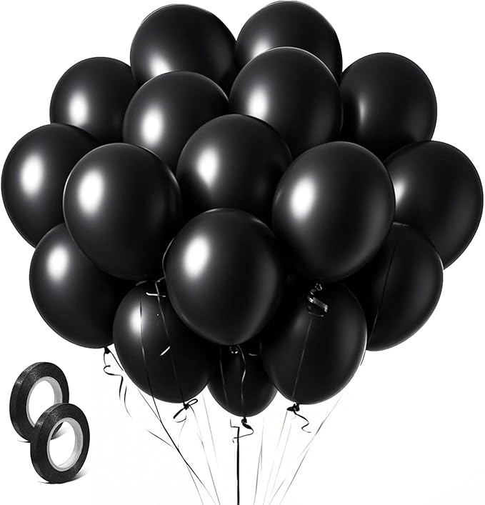 Black Balloons Party Decorations 160 Pack 5 inch Round Halloween Latex Balloons for Black Themed Wedding Graduation Anniversary Birthday Party Backdrop Decorations