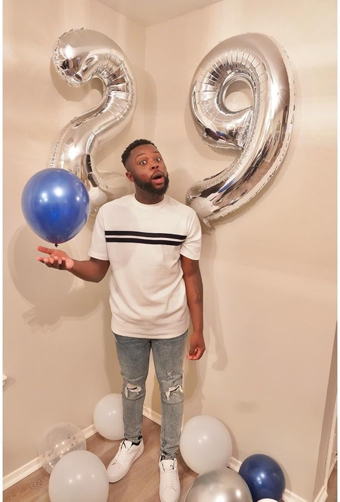 Silver Number 9 Balloon 40 Inch, 9th Birthday Party Decorations for Children, Giant 9 Foil Balloon for Party Supplies