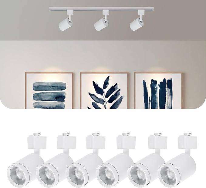 10W LED Black Track Lighting Heads, J Type Track Lighting Rail Ceiling Spotlight for Accent Task Wall Art Exhibition Lighting, and Wall Art Display Illumination 3000K-5700K, CRI90+ (6-Pack