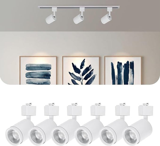 10W LED Black Track Lighting Heads, J Type Track Lighting Rail Ceiling Spotlight for Accent Task Wall Art Exhibition Lighting, and Wall Art Display Illumination 3000K-5700K, CRI90+ (6-Pack