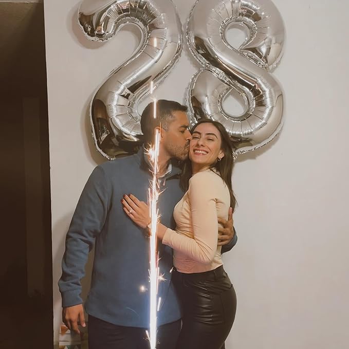 Silver Number 8 Balloon 40 Inch, 8th Birthday Party Decorations for Children, Giant 8 Foil Balloon for Party Supplies