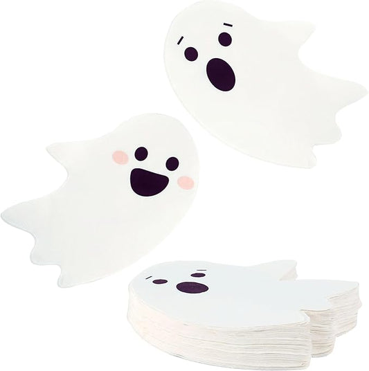 Halloween Napkins Dispoable - 50 PK - Halloween Paper Napkins 3-Ply Ghost Cocktail Napkins Beverage Napkins for Kids Birthday Party Supplies