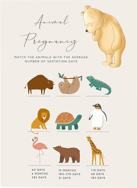 Winnie Baby Shower Games, Animal Pregnancy, Set of 30 Cards, Winnie The Pooh Party Favors, Baby Shower Party Games & Activities