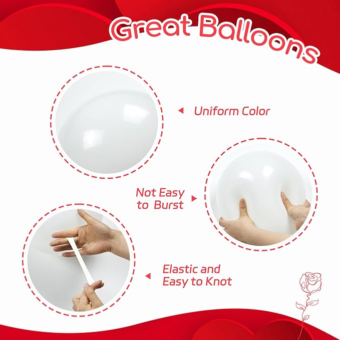 60pcs Red and White Balloons 12inch with White Red Confetti Balloons for Wedding Engagement Christmas Valentine's Day Birthday Party Decorations