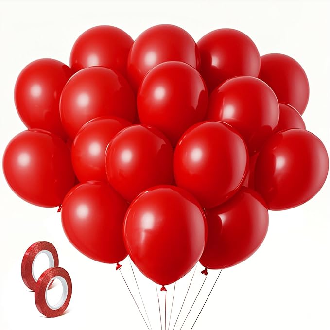 Red Balloons Red Birthday Decorations 100 Pack 12 inch Round Latex Balloons for Wedding Anniversary Birthday Valentine's 4th of July Independence Memorial Day Patriotic Party Decorations