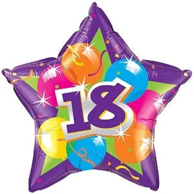 PMU Party Themes "18" Star Shaped 20in Sparkling Mylar-Foil Balloon (1/pkg) Pkg/1