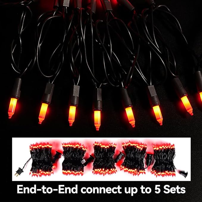 Halloween Lights 100 Counts, Orange Christmas Lights Indoor Outdoor,Black Wire Connectable of Lighting String,Decorations for Holiday, Party,Festival